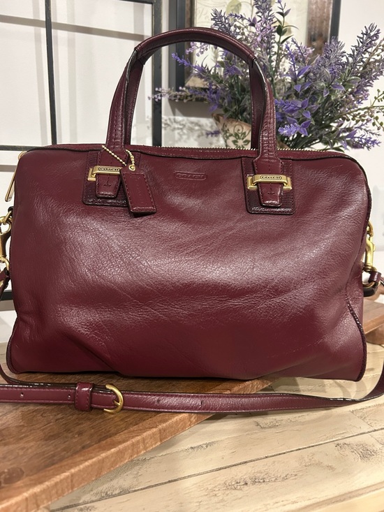 Coach Handbags - Coach Burgundy Leather Satchel with Gold Hardware